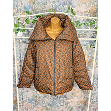 Replay women's winter puffer jacket coat monogram brown and black size  XS