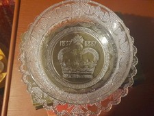 Queen Victoria Clear Glass Dish or Bowl : Golden Jubilee (1837 - 1887) 