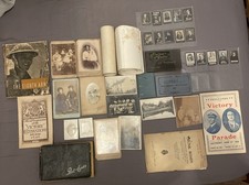 SUPERB JOB LOT OF MIXED EPHEMERA  CDV,POSTCARDS & ALBUMS,OGDENS CARDS,DIARY ETC 