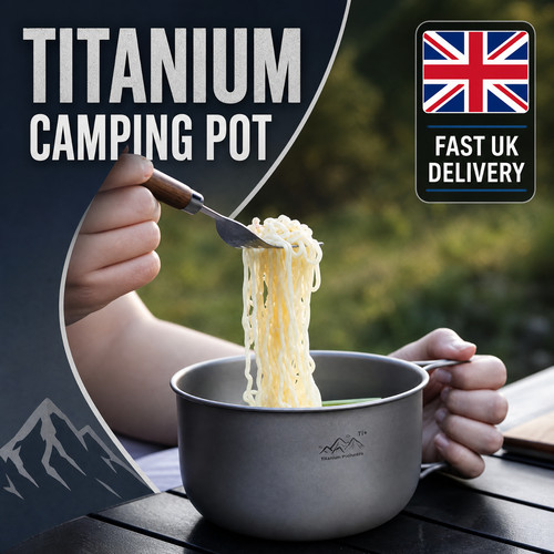 Titanium camping pot folding - titanium,
