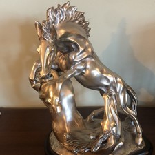 Silver Wild Horses capobranco By Ottaviani Collection Sculpture Statue Figurine