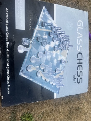 Glass chess set - glass, 35cm