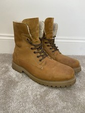 Wrangler Aviator Winter Boots Mens Size 10. Tan Leather With Faux Wool Lining.