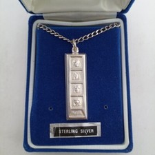 Abba Silver Ingot Necklace UK memorabilia 1970s Chain Pendant Full Hallmarked