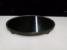 VINTAGE MIRRORED TRAY SILVER PLATED RIM 36 X 26 CM