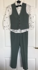 NEXT Boys 4 Piece Set, Age 7-8ys, Pants, Waistcoat, Shirt & Bow tie.Colour green