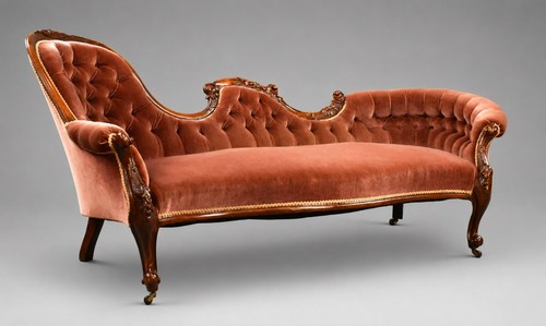 Victorian carved walnut chaise - victorian,