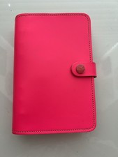 Filofax The Original Personal Leather Organiser - fluorescent pink. Used.