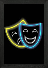 Neon Comedy and Tragedy Masks