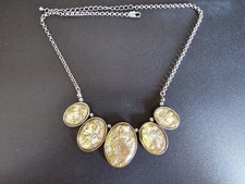 M&S Jewellery necklace. Silver plated back with Yellow/Gold shimmer pendant