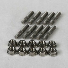 Zetec Exhaust Manifold Studs & Nuts, A2 Stainless Steel Black / Silver Top ST170