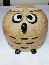 Owl Lamp Shade Incense Burner Ceramic Art Signed Japanese Pottery Ornament