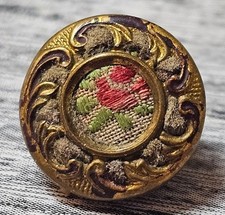 Vintage 1800s Brass & Tapestry