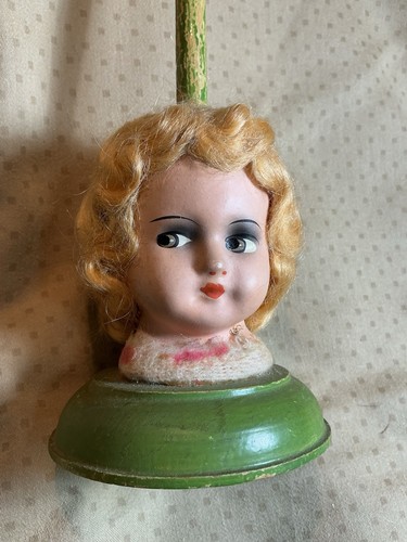 Vintage doll head hat - head, stand
