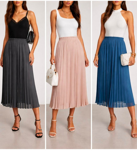 Ladies chiffon pleated skirt - ladies,