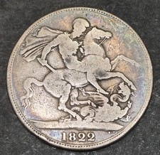 1822 George III Silver Crown Five Shilling Coin