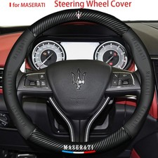 15" PU Leather+Carbon Fibre Steering Wheel Cover For 1946-2025 Maserati All Cars