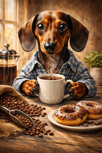 Dachshund coffee sausage dog - dachshund,