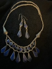 Lapis Lazuli Afghan Silver Necklace and Earrings