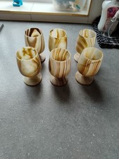 Vintage Marble Onyx Wine Glasses Stone Goblet Set of 6 Cups