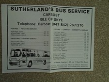 Sutherland's Bus Service undated leaflet for Isle of Skye routes