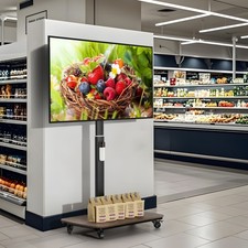 Motorized Rolling TV Stand TV Cart for 37-86 Inch TVs with Wood Base for Bedroom