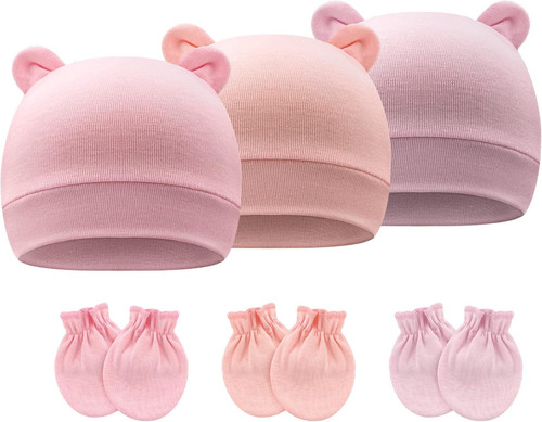 Newborn baby hats mittens - baby, set
