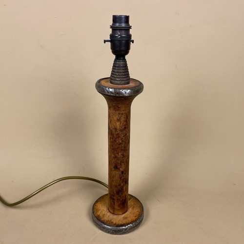 Turned wood lamp - turned, round