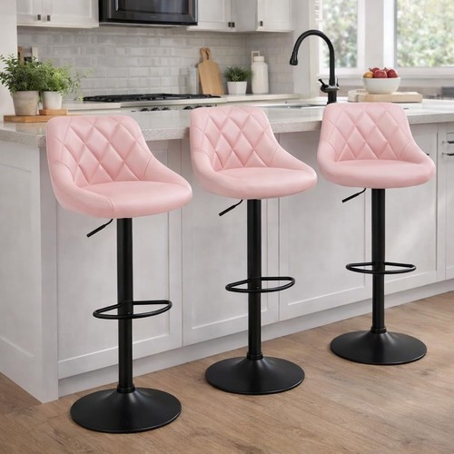 3pcs bar stools faux leather - 3pcs,