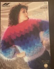 WOMENS MOHAIR JUMPER OR SLEEVELESS 28”-38” VTG KNITTING PATTERN HAYFIELD 3166