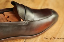 Prada Burnished Brown Leather Shoes Loafers Men's UK 8 US 9 EU 42 Italian Made