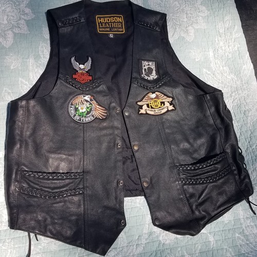 Hudson leather biker vest size - biker,