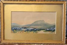 Original Watercolour Dartmoor Devon Sheepstor Landscape Gold Frame & Mount 