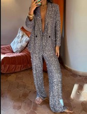 Never Fully Dressed Sophisticated Sequins Blazer Gunmetal