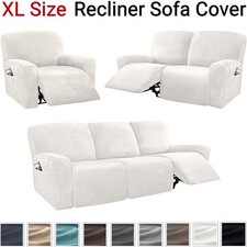 Recliner Sofa Chair Covers Extra Wide Velvet XL Size Sofa Slipcover Side Pocket