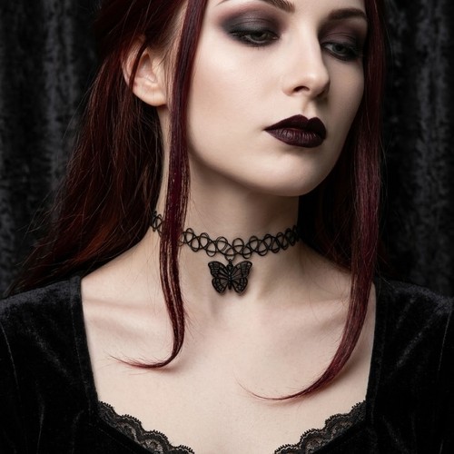 Tattoo choker black necklace - black,