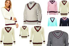 Cricket Sweater/Jumper V Neck Long Sleeve He/She Casual  Wears Cable Knitted Top
