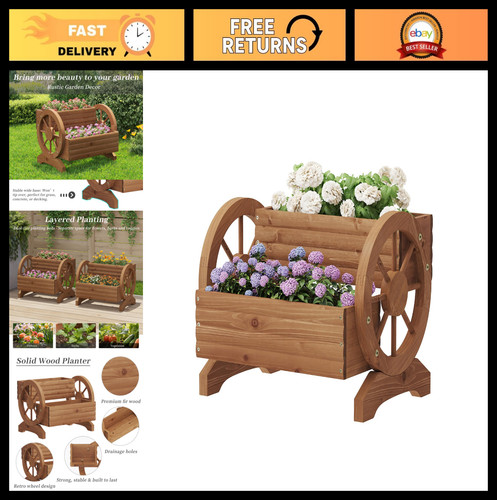 Wooden planter box - planter, wheels