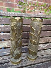 Pair Of Vintage WW1 Brass Shell Cases Trench Art 