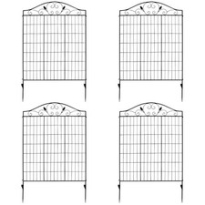 4 Panels Steel Decorative Garden Fence Folding Wire Patio Fences Interlockable