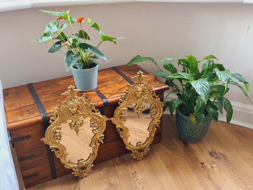 Antique french brass mirrors - antique,