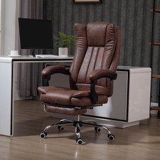 Executive Office Chair Computer Swivel Chair for Home with Arm, Footrest, Brown