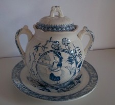 Little Mae Staffordshire Child Biscuit/sugar Jar & plate C. Allerton pottery