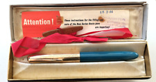 VINTAGE ONOTO PISTON FOUNTAIN PEN BLUE GOLD 14K NIB BOX 1950's MADE IN ENGLAND