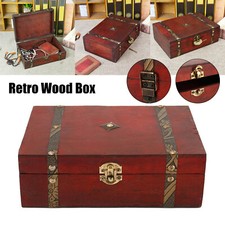 Wooden Storage Box Retro Treasure Chest Vintage Gift Organizer Jewelry Container