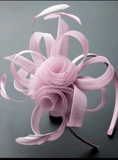 Ladies Net & Features Looped Fascinator Wedding Races Prom on Clip and Headband