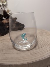Hand Blown Blue Dolphin In Drinking Glass