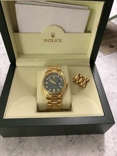 Rolex Day Date 36mm 18k Yellow Gold 18038 Green diamond Dial 1990s