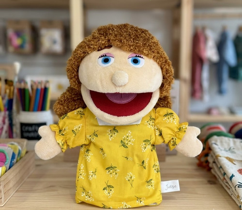Girl plush hand puppet curly - hand,