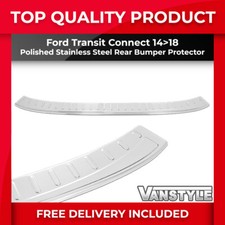FITS FORD TRANSIT CONNECT 14>18 POLISHED S.STEEL REAR BUMPER PROTECTOR COVER